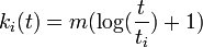 k_i(t) = m(\log(\frac{t}{t_i})+1)