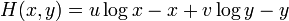 H(x,y) = u \log x - x + v \log y - y 